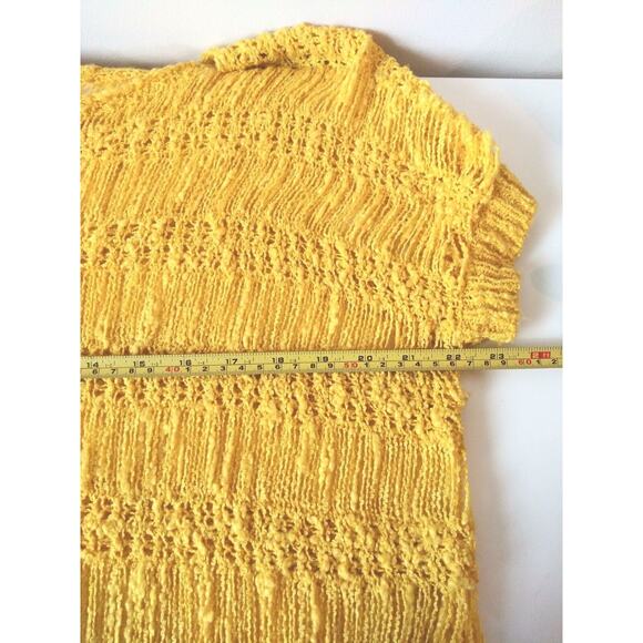 2b Bebe Womens M/L Loose Knit Sweater Top Bright Yellow Boxy Boho Artsy Y2K - Picture 10 of 11